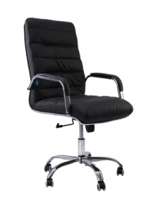 Office Chair with Leather Surface, Black