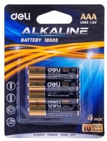 ბატარეა Deli Alkaline LR03 1.5V AAA, 4 ცალი