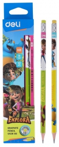 HB pencil with eraser Deli U528. 12 pieces