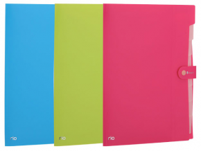 Plastic folder A4 Deli Rio, with 8 sections, button, color