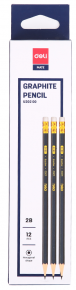 Pencil 2B Deli U202, with eraser, 12 pieces