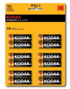 ბატარეა Kodak Xtralife Alkaline AA, 12X More Power, 1,5V, 12 ცალი