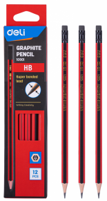 Pencil Deli 10901 HB, with eraser, 12 pieces