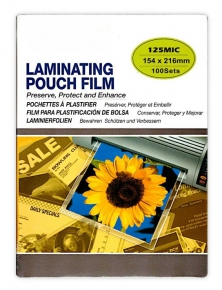 Laminating Pouch Film, Gloss, 154X216mm. 125 mic. 100 pcs.