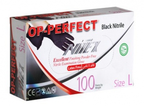 Op-Perfect Nitex Nitrile Gloves, 100 Pieces, Size L, Black