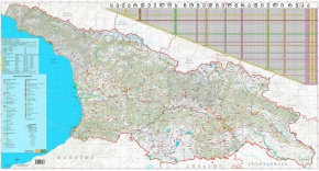 General geographic map of Georgia, 85x160 cm., Georgian, English, polished