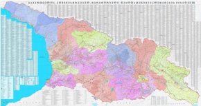 Administrative map of Georgia with municipalities, 150x285 cm., Georgian, English, polyvinyl