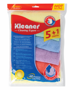 უნივერსალური საწმენდი მიკროფიბრა Kleaner Cleaning Expert GSG005, 38X40 სმ. 6 ცალი, ფერადი