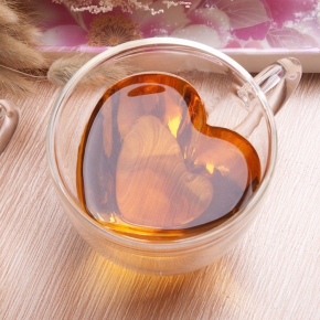 Tea and coffee double wall glass cup Heart 200 ml.