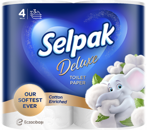 ტუალეტის ქაღალდი Selpak Deluxe, 4 რულონი, 3 ფენა