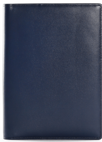 Notebook A5, with leather cover, 160 f. Checkered, blue