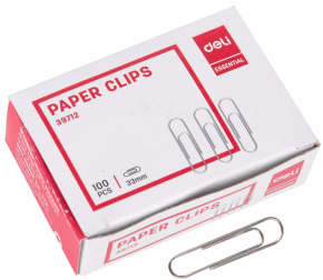 Paper clips, 33 mm. metal, Deli