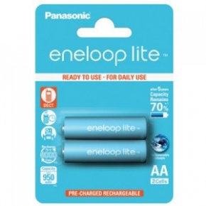 აკუმულატორი Panasonic Eneloop Lite Rechargeable AA 950mAh 2BE, 2 ცალი