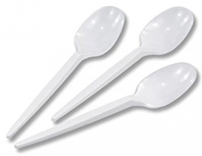 Plastic disposable spoon 12.5 cm. (tea), white, 100 pcs.