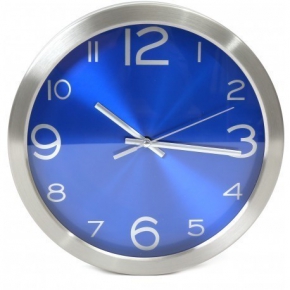 Wall clock, silver/blue