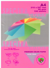 ფერადი ქაღალდი Spectra Color A4, 100 ფ. მუქი ვარდისფერი