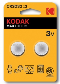ბატარეა Kodak Max Lithium CR2032 3V, 2 ცალი