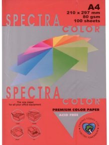 ფერადი ქაღალდი Spectra Color A4 100ფ., წითელი