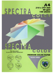 ფერადი ქაღალდი Spectra Color A4, 100 ფურცელი, მწვანე
