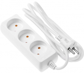Extension cord 2E-U03M1.8, with 3 switches, 1.8 m. white