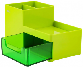 Plastic desk organizer Deli Rio Z25150, 1 drawer, 3 compartments, green