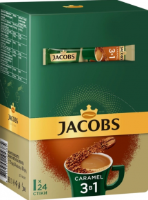 ხსნადი ყავა Jacobs Caramel, 24 ცალი, 15 გრ. შეფუთვა