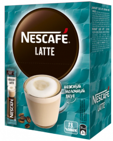ხსნადი ყავა Nescafe Latte, 18ც. 18გრ. შეფუთვა
