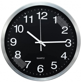 Wall clock Foska Quartz, 30X4 cm. Black/silver