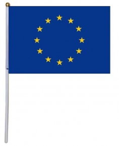 European Union (EU) Flag, Hand Waving Flag with stick, 205X140 mm.