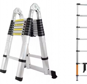 Aluminum ladder, telescopic, 2,5m. + 2,5m. 8+8
