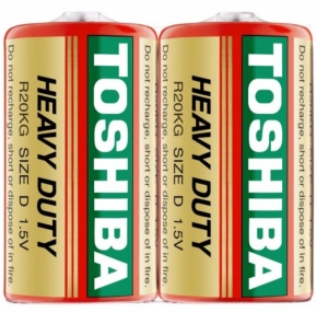 Battery Toshiba Heavy Duty R20, D size, 1.5V, 2 pcs.