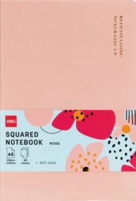 Squared Notebook A5 Deli N135G, Soft cover, 80 sheets, pink