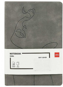 Notebook A5 Deli N126L, soft cover, single lined, 96 sheets, Grey