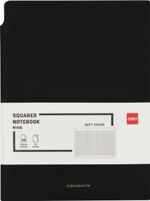 Squared Notebook A5 Deli N141G, soft cover, 112 sheets, black