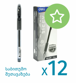 Ballpoint pen Deli Q55-BK, black X 12 pcs.