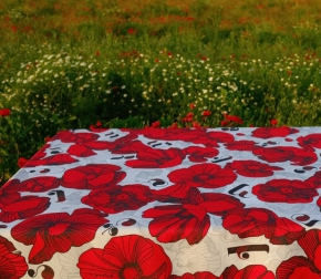 Tablecloth - Poppy, White, 210X140 cm.