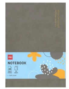 Squared Notebook A5 Deli N135G, Soft cover, 80 sheets, gray