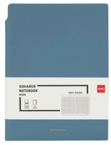 Squared Notebook A5 Deli N141G, soft cover, 112 sheets, blue