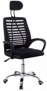 Office chair with mesh back and headrest BZ05, Black