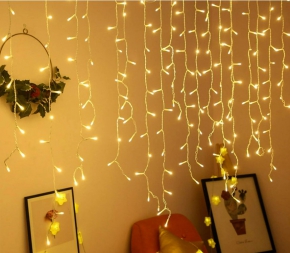 Christmas curtain lights, Warm, 4m. (C-8)