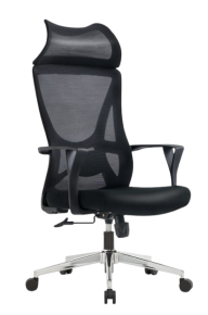 Office chair with mesh back and headrest, Black