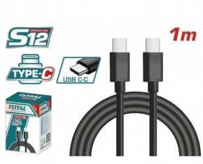 USB სადენი Total TIUCC02, Type-C to Type-C, 3A, 1მ.