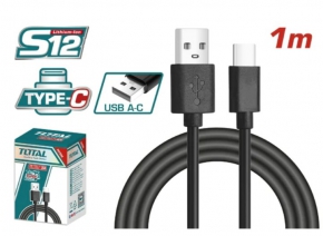 USB სადენი Total TIUCC01, Type-A to Type-C, 3A, 1მ.