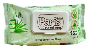 სველი ხელსახოცი Paris Aloe Vera Baby, 120 ცალი