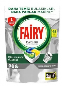 ჭურჭლის სარეცხი მანქანის ტაბლეტები Fairy Platinum, 49 ცალი (730გრ.)