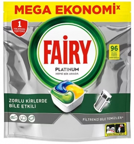 ჭურჭლის სარეცხი მანქანის ტაბლეტები Fairy Platinum, 96 ცალი (1430გრ.)