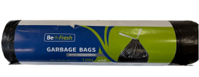 Garbage Bags with Drawstring 120l (80x110cm) Be Fresh, Black, 10 pcs.