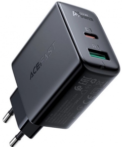 USB ადაპტერი 2 პორტიანი (USB-C+USB-A), Acefast, 32W