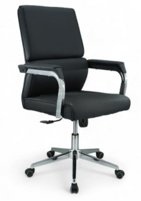 Office Chair with Leather Surface, Black