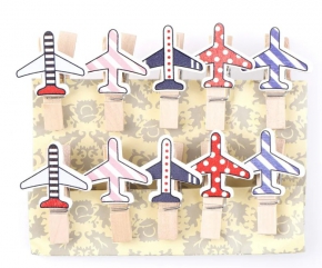 Wooden Clip Set + Hemp Rope Design Pub, 10pcs.